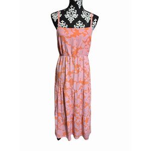 Social Standard By Sanctuary Womens Pink & Orange Floral Midi Dress M